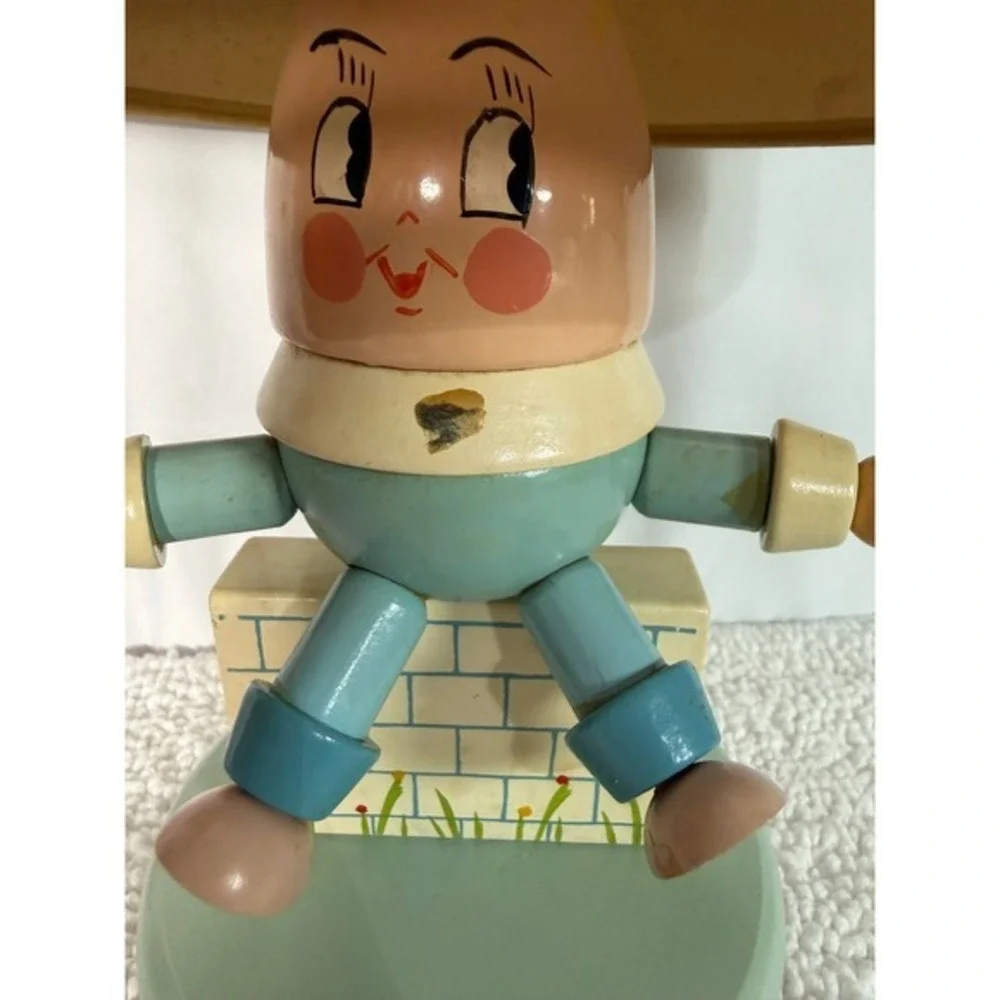 Vintage Humpty Dumpty Wooden Table Lamp Nursery Decor Perforated Lampshade‎